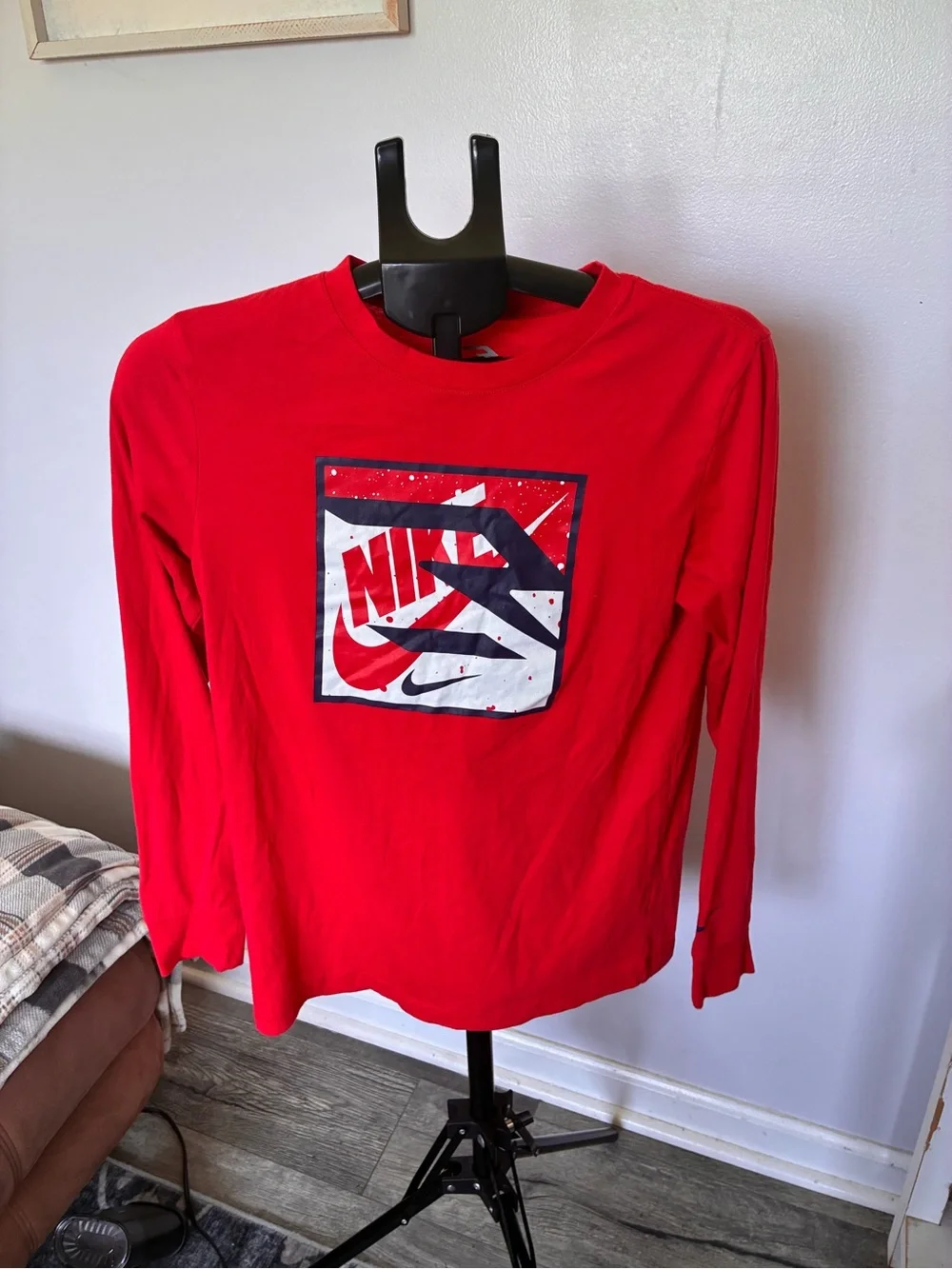 Nike Red Long-Sleeve Graphic Logo Tee for Kids